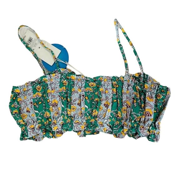 RHODE x Target whimsical Green floral spaghetti strap crop bra top size small - Picture 11 of 12